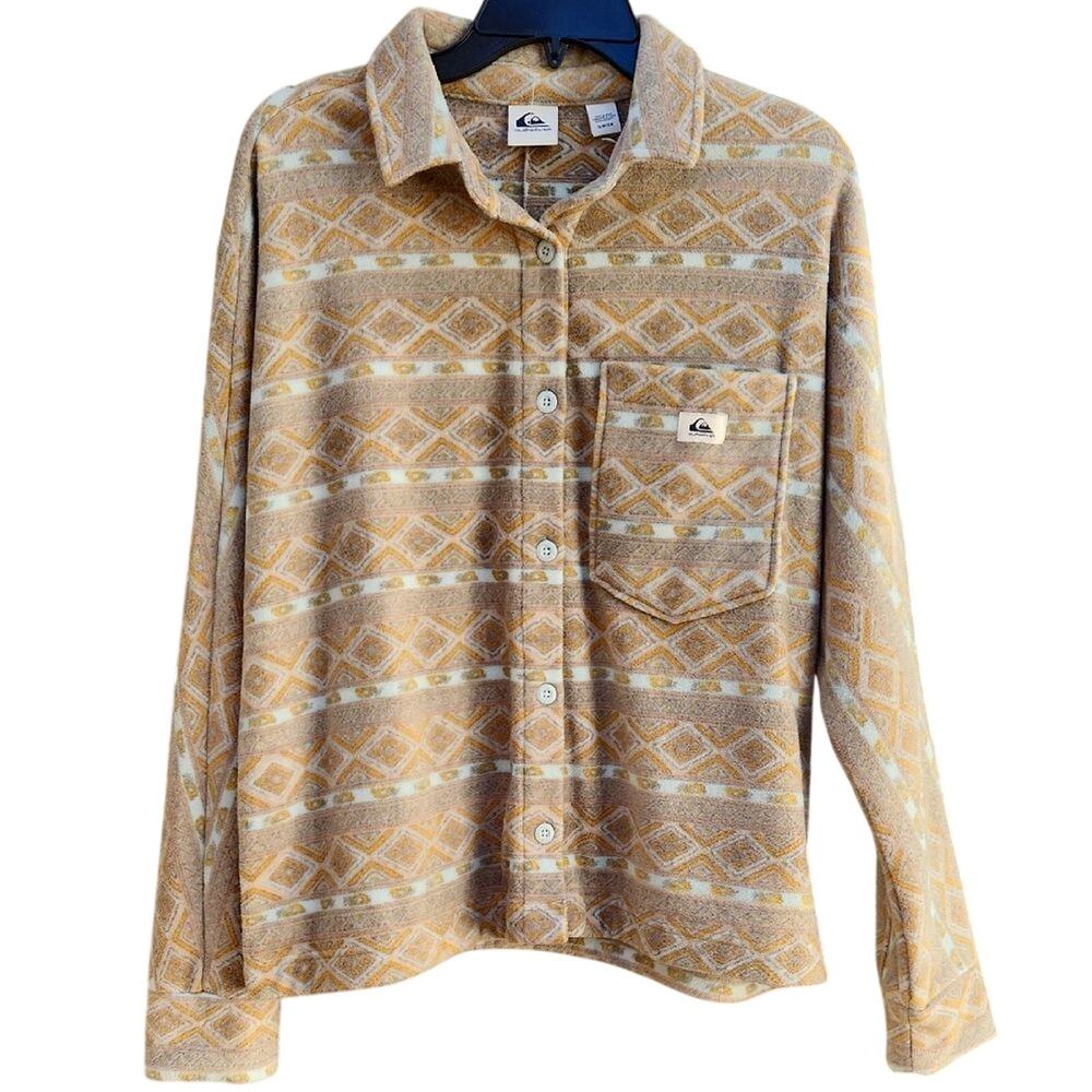 Quiksilver Men’s Small Aztec Geometric Fleece Button Up Shirt Jacket NWOT